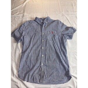 Men’s U.S. Polo Assn Blue Plaid Check Short Sleeve Button Up M